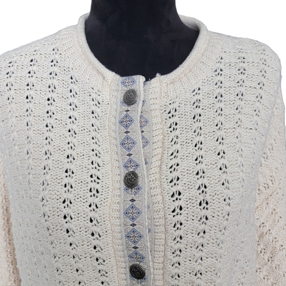 Vintage ALPS Cream Knit Cardigan Size Large - Picture 3 of 7